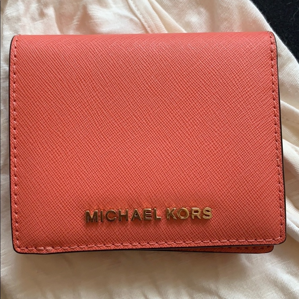 Salmon pink Michael kors small wallet
